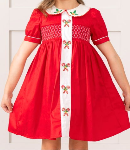 Candy Cane Lane Smocked Dress