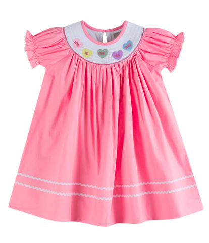 Candy Heart Smocked Bishop Dress