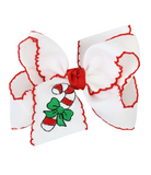 Candy Cane Embroidered Grosgrain Bow