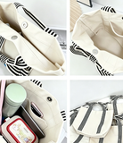 Canvas Striped Bow Handled Tote