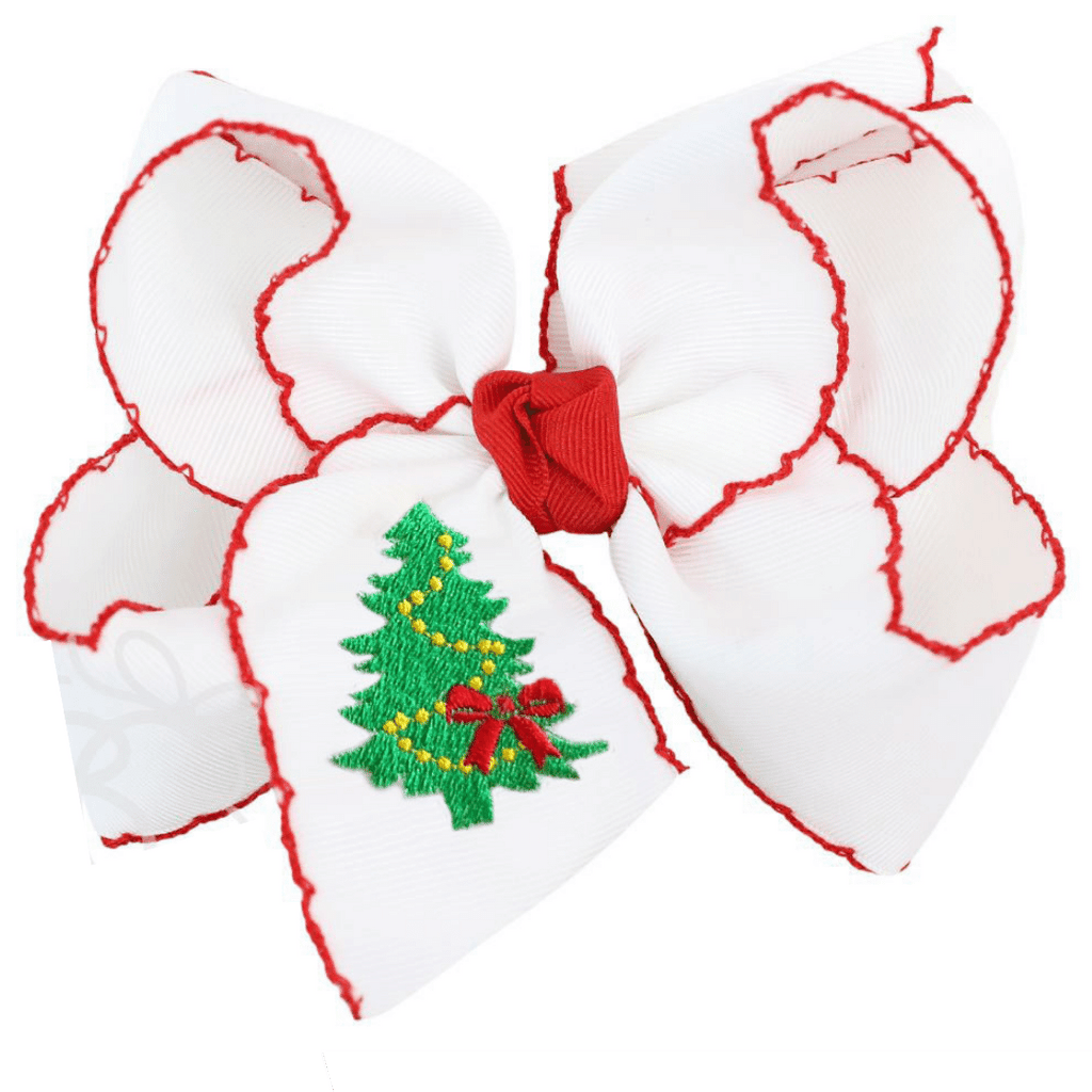 Christmas Tree Embroidered Hair Bow