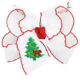 Christmas Tree Embroidered Hair Bow
