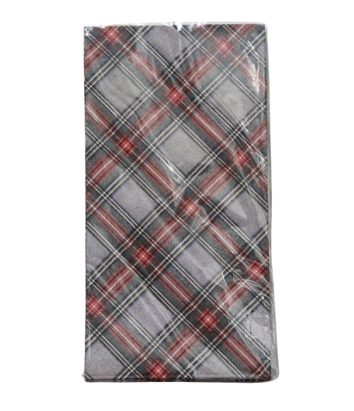 Grey Plaid Holiday Guest Napkins