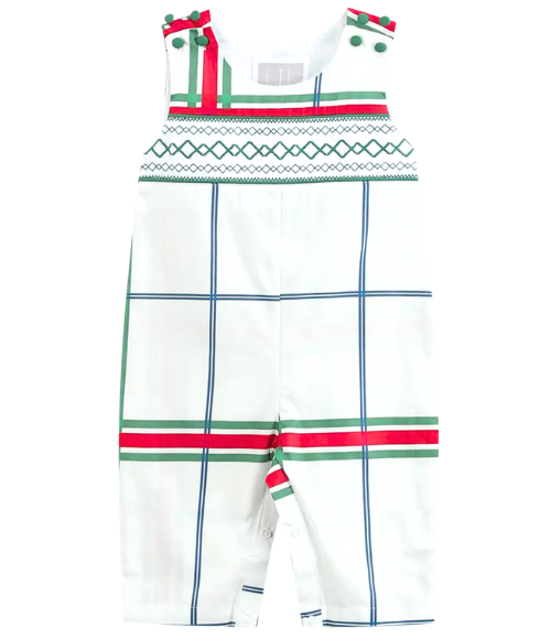 Christmas Plaid Smocked Longalls