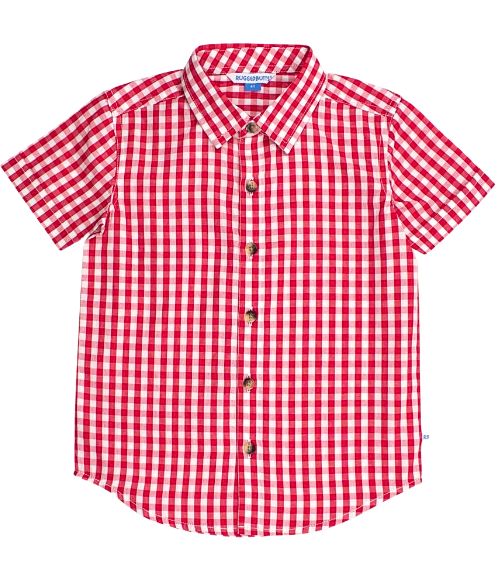 Classic Red Gingham SS Button Down Shirt