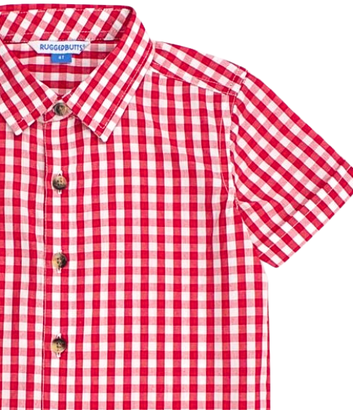 Classic Red Gingham SS Button Down Shirt