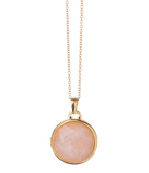 Classic Round Locket Necklace Gold Rose Quartz