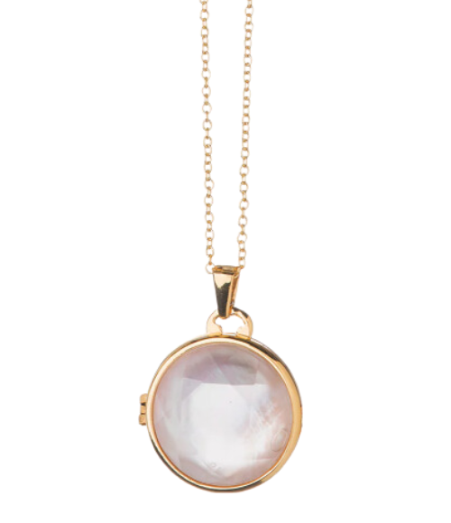 Classic Round Locket Pearlescent Necklace