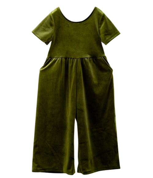 Classic Olive Velvet Holiday Jumpsuit
