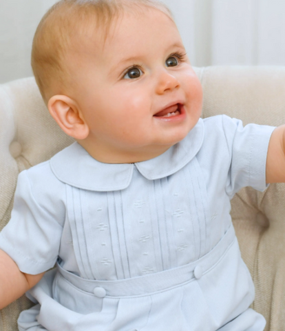Classy Pique Blue Baby Boy Romper