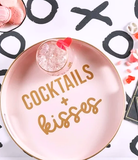 Cocktail & Kisses Round Bar Tray