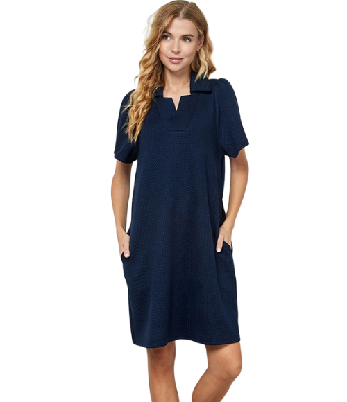 Collared Textured Dress - more colors