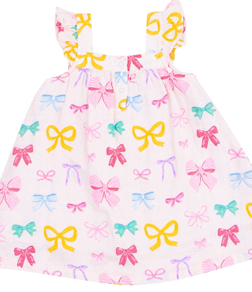 Colorful Bows Muslin Dress