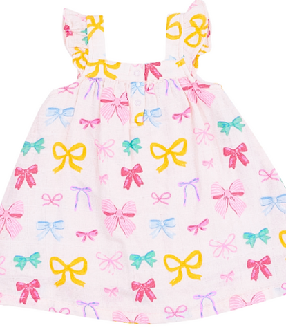 Colorful Bows Muslin Dress