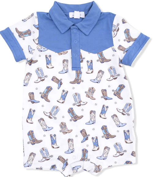 Blue Cowboy Boots Romper