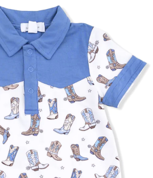 Blue Cowboy Boots Romper