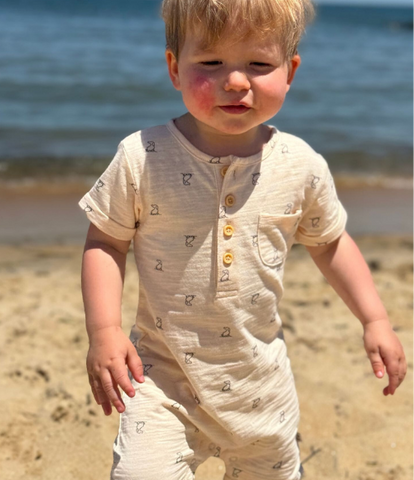 Creme Henry Henley Romper
