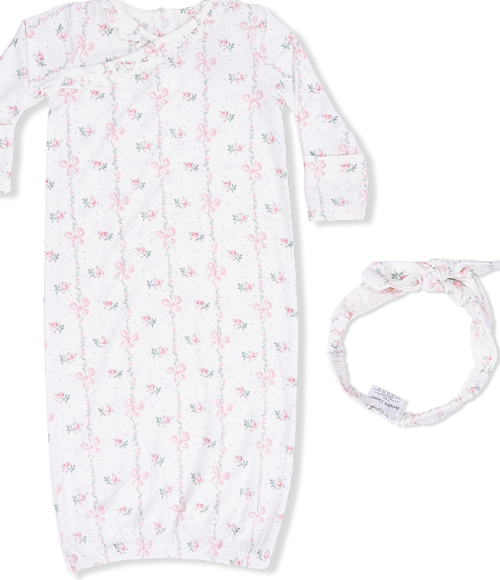 Dainty Buds & Bows Kimono Gown & Headband