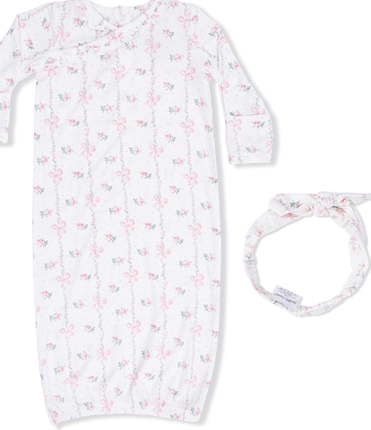 Dainty Buds & Bows Kimono Gown & Headband