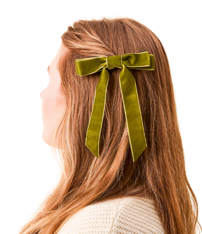 Velvet Hair Bows, Green