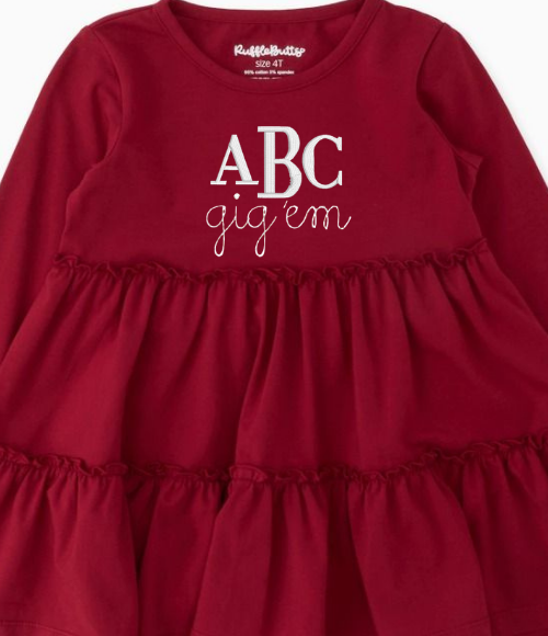 Aggie Maroon Knit Ruffle Tiered Baby Tunic