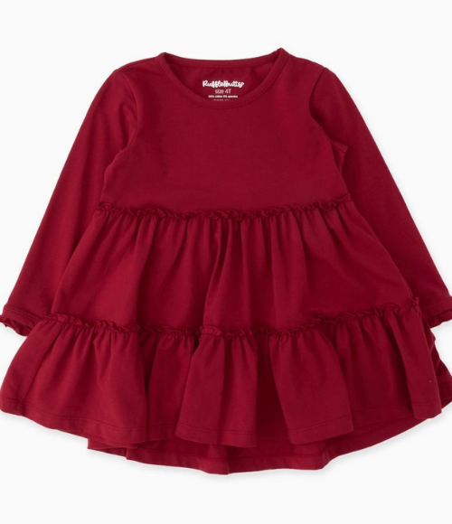 Aggie Maroon Knit Ruffle Tiered Baby Tunic
