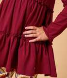 Aggie Maroon Knit Ruffle Tiered Baby Tunic