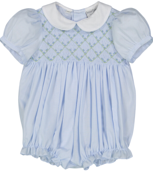 Diamond Smocked Rosebud Bubble, 3-9M