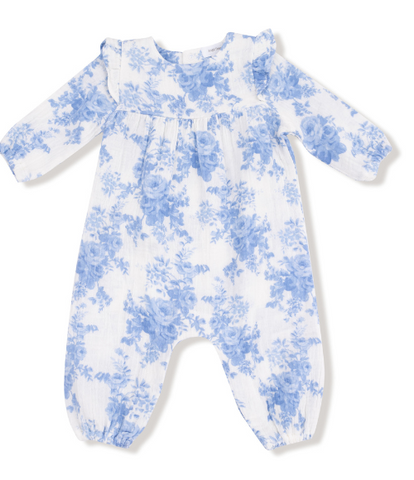Dream Cottage Floral Blue Romper