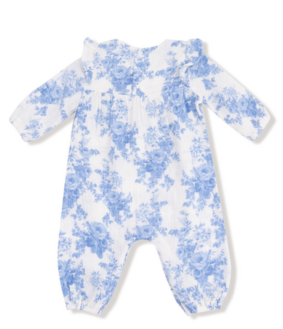 Dream Cottage Floral Blue Romper