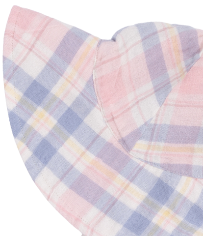 Dusty Plaid Wide Brim Sun Hat