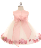 Dusty Rose Top Satin Flower Petal Baby Dress w/Organza Sash, Size 18M