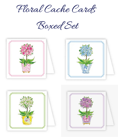 Floral Cache Pots Enclosure Cards Boxed Set