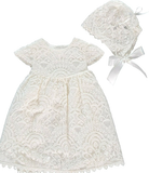 Elegant Lace Baby Dress & Bonnet