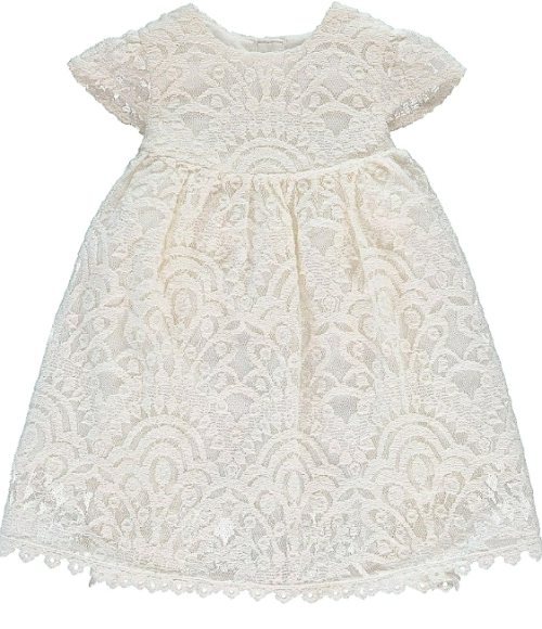 Elegant Lace Baby Dress & Bonnet