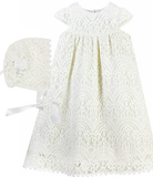 Elegant Lace Christening Gown & Bonnet