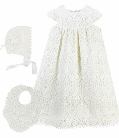Carriage Boutique Elegant Lace Christening Gown Set