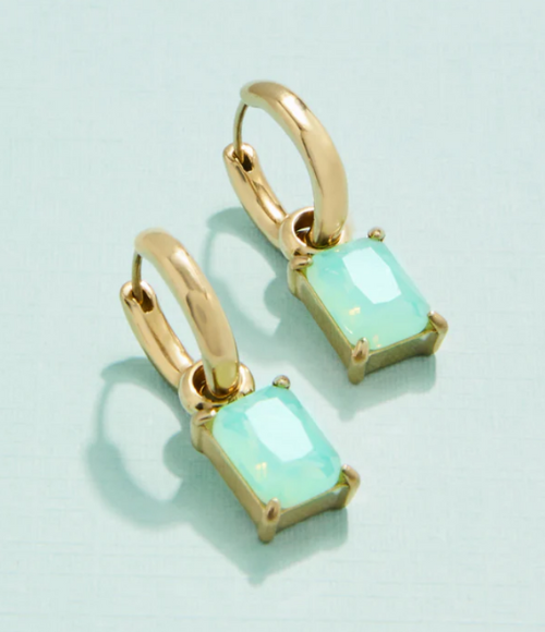 Sea Foam Emerald Drop Convertible Hoop Earrings