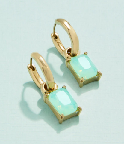 Sea Foam Emerald Drop Convertible Hoop Earrings