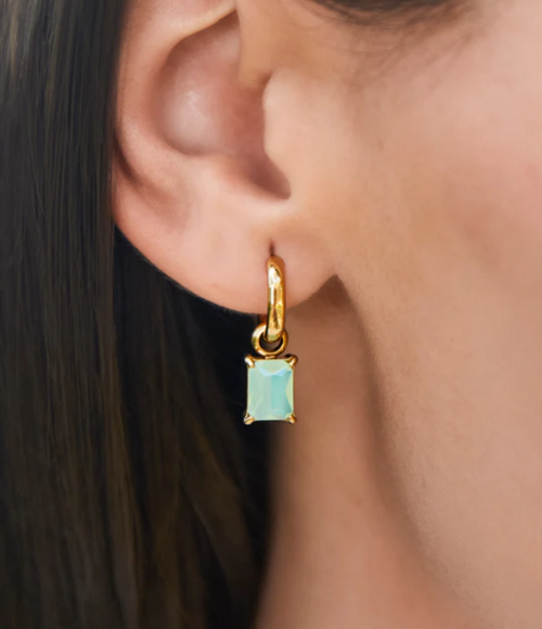 Sea Foam Emerald Drop Convertible Hoop Earrings