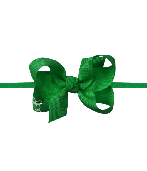 1/4" Headband w/Emerald Grosgrain Bow