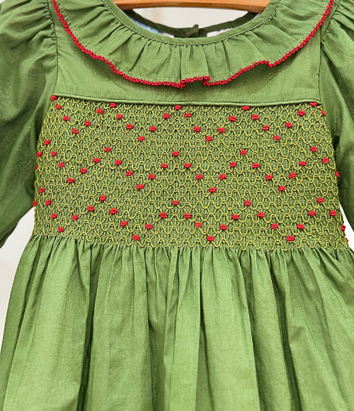 Evergreen Smocked Holly Dress