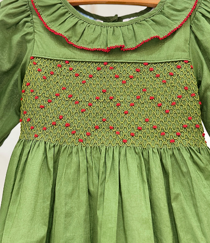 Evergreen Smocked Holly Dress