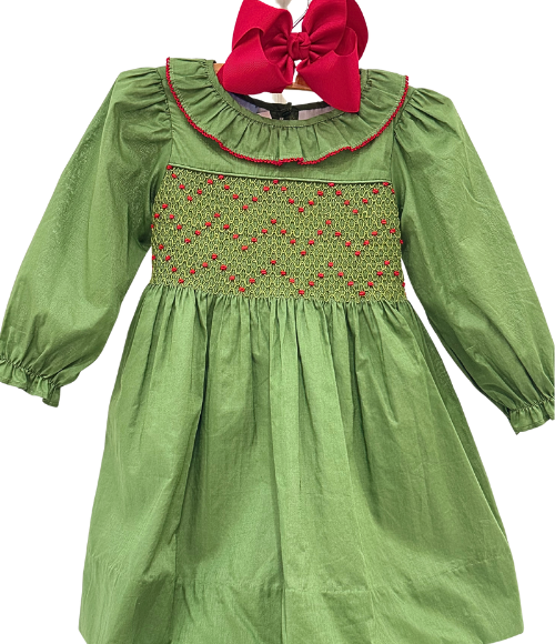 Evergreen Smocked Holly Dress