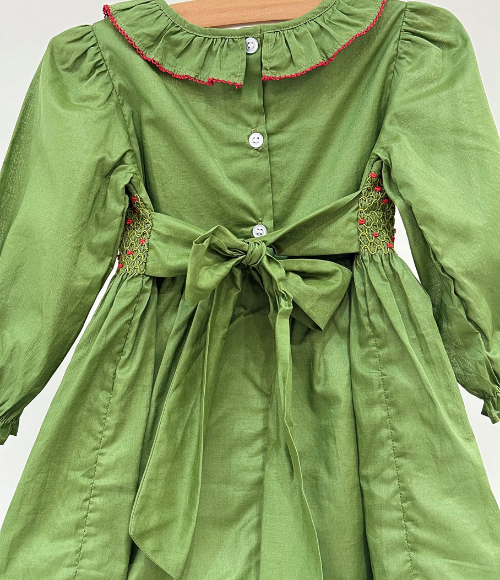 Evergreen Smocked Holly Dress