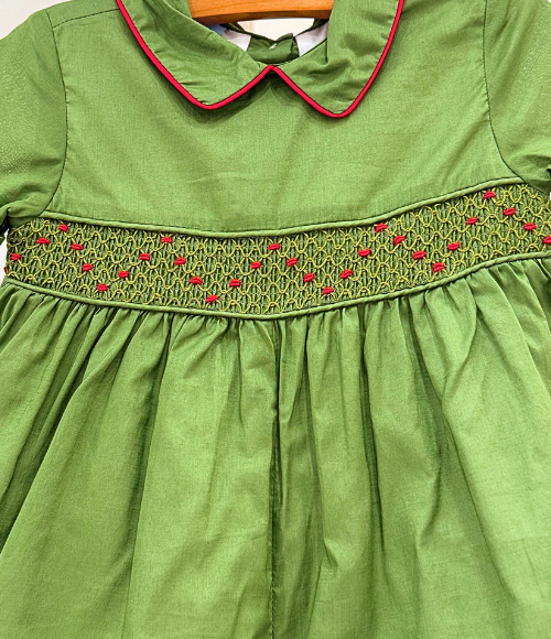 Evergreen Smocked Romper