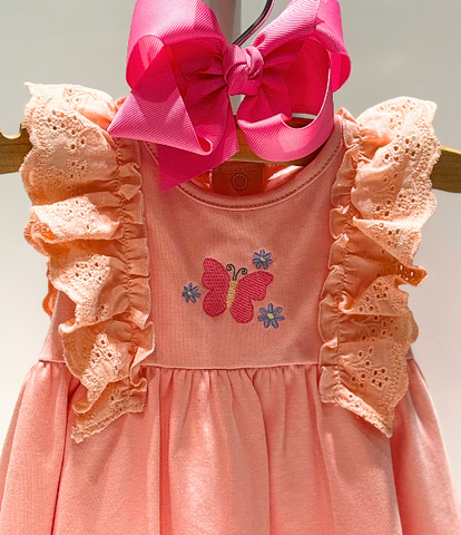 Kissy Eyelet Flutter Sleeve Dress & Bloomers