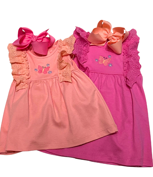 Kissy Eyelet Flutter Sleeve Dress & Bloomers