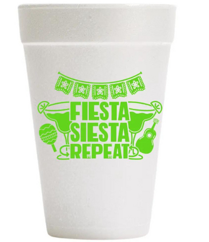 Fiesta-Siesta-Repeat Styrofoam Cups