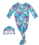 Fancy Floral Sleep Gown & Hat Set